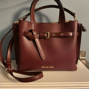Michael Kors Burgundy Leather Top-Handle Crossbody